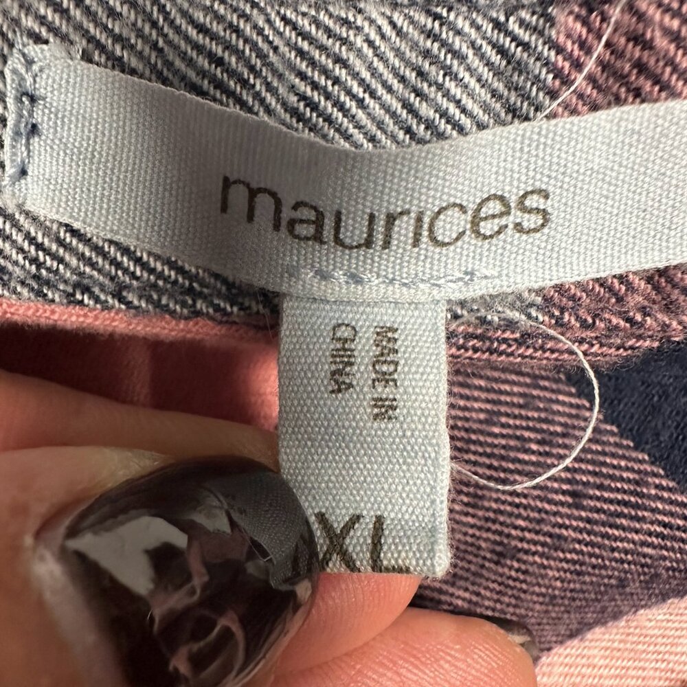 Maurices Pink, Navy & White Plaid Button-Up Shirt – Size XL - Picture 14 of 15